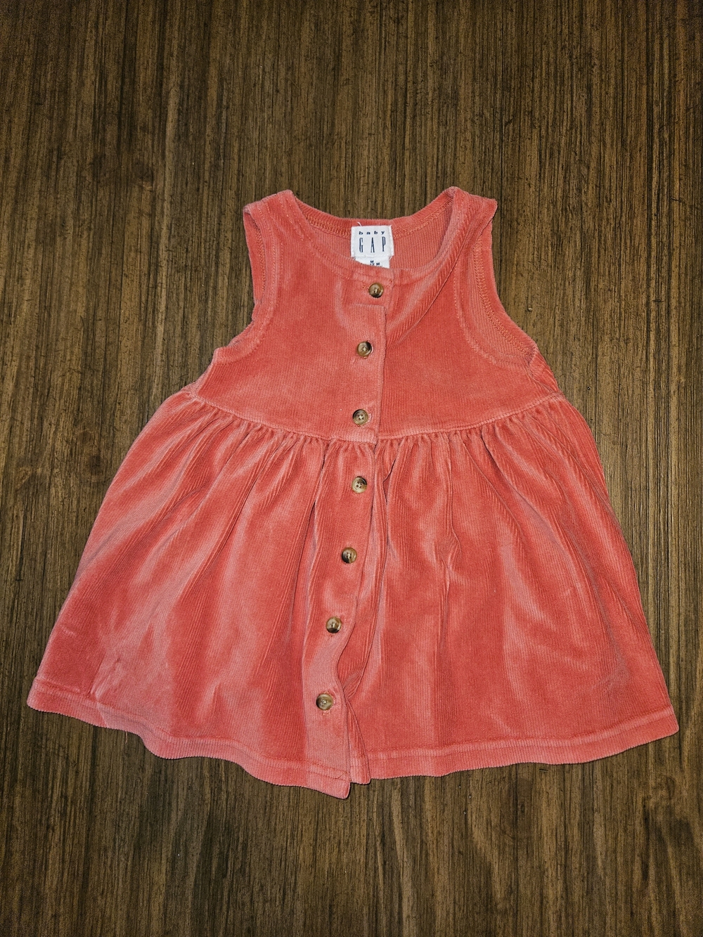 GAP Coral Pink Corduroy Button-Front Casual Dress